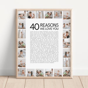 40 Reasons We Love You, 40th Birthday Ideas for Women, Personalized 40th Birthday Gift for Men, 40 Things We Love About You Print