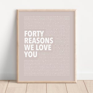 40 Reasons Why We Love You Printable, Best Friend 40th Birthday Gift, Unique Wife 40th Birthday Gift, 40 Things I Love About You