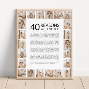 40 Things I Love About You, Best Friend 40th Birthday Gift for Women, Last Minute 40 Year Old Birthday Gifts, 40th Birthday Ideas for Him