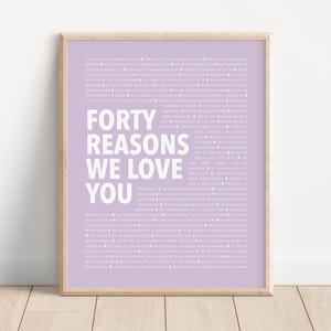 40 Things I Love About You, 40th Anniversary Gift for Him, Custom Gift for 40th Birthday, 40th Birthday Ideas for Women