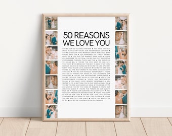 50 Reasons We Love You, 50th Birthday Presents for Men, 50 Things I Love About You, Thoughtful Gifts for 50th Birthday Woman