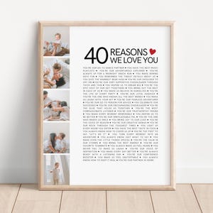 40 Reasons We Love You, 40th Birthday Ideas for Women, Husband 40th Birthday Gift for Him, Custom Gift for 40th Birthday Wife