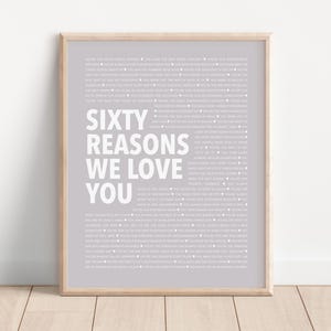60 Reasons Why We Love You Print, Personalized 60th Birthday Gifts Men, Unique 60th Birthday Gifts for Women, 60th Birthday Gift for Grandad