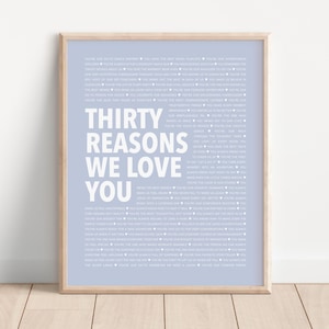 30 Reasons I Love You Printable, Personalized 30th Birthday Gift for Her, 30 Things We Love About You, Custom 30th Birthday Ideas for Him
