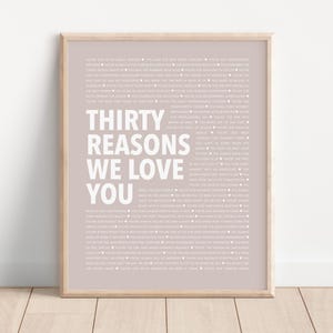 30 Reasons We Love You, Custom 30th Birthday Ideas for Him, Gift for 30 Year Old, 30th Birthday Frame Gift, 30 Things We Love About You