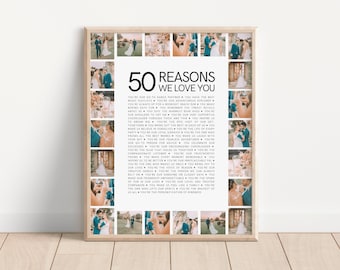 50 Reasons Why We Love You, 50 Year Birthday Gifts for Her, Personalized 50th Birthday Gifts for Men, 50 Things I Love About You