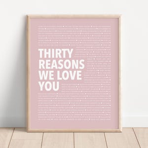 30 Things We Love About You, Unique 30th Anniversary Gift for Husband, 30 Reasons We Love You, Best Friend 30th Birthday Present