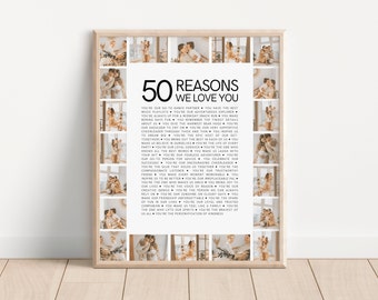 50 Reasons We Love You Printable, Mom 50th Birthday Gifts for Women, Golden Birthday Gift Ideas, 50 Things I Love About You
