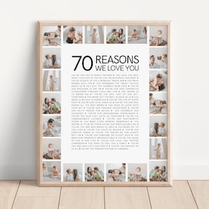 70 Things We Love About You, Custom Dad 70th Birthday Gift for Men, Personalized 70th Birthday Gift for Him, 70 Year Old Birthday Gift