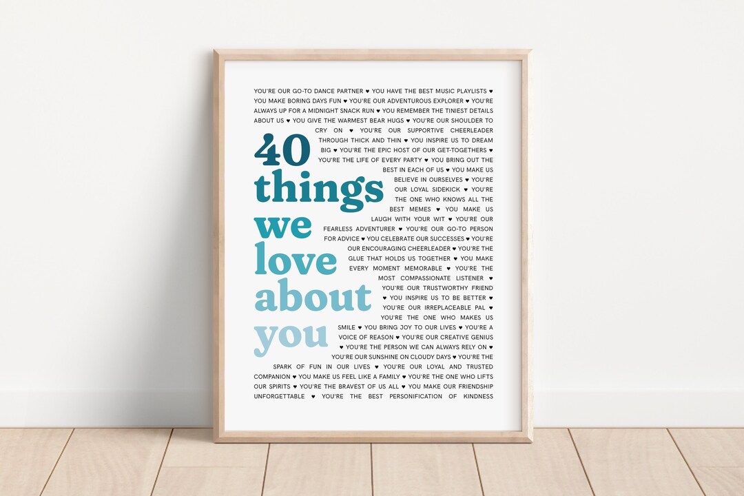 40 Reasons Why We Love You Printable, Husband 40th Birthday Gift, 40th ...