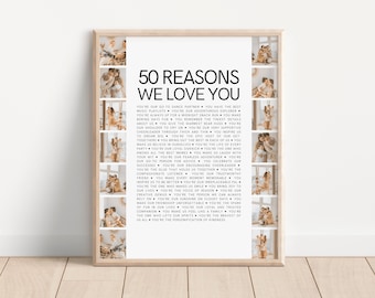 50 Reasons We Love You, 50 Things I Love About You, Mom 50th Birthday Gifts for Women, Personalized 50th Birthday Gifts for Men