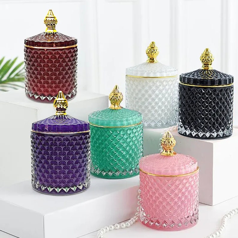 Luxury Glass Candle Jars With Lids 300. Ml 10 Fl Oz Etsy
