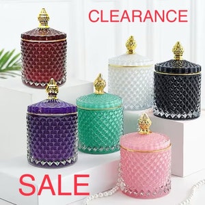 Luxury Glass Candle Jars with Lids 300. ml (10 fl Oz)  *** CLEARANCE Rates Limited Quantities ***