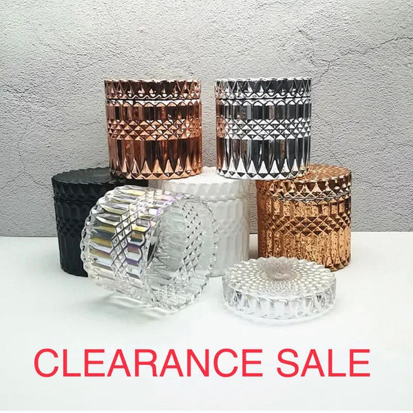 Luxury Glass Candle Jars with Flat Lids 240. ml (8 fl Oz) *** CLEARANCE Rates Limited Quantities***