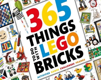 May include: A colorful book titled "365 Things to Do with LEGO Bricks" with various LEGO creations scattered around. The LEGO logo is in the top left corner. The book cover features the text "LEGO FUN EVERY DAY OF THE YEAR".