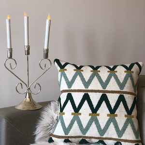 Cream Green Woven Cotton Boucle and Linen Pillow Cover, Lumbar Pillow, Throw pillow, Decorative Pillow