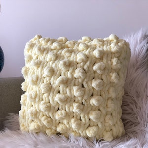 Yellow Hand Knit Pillow Cover, Chunky Hand Knit Pillow Cover, Cable Knit Pillow Case, Knitted Throw Pillow