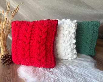 Federa per cuscino lavorata a mano, federa per cuscino natalizia, federa per cuscino lavorata a mano, decorazione per la casa, cuscino lavorato a maglia, regalo di Natale