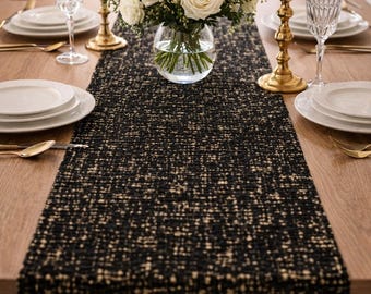 Custom Table Runner for Wedding, Holiday, Farmhouse. Black Table Linens, Rustic, Modern Housewarming Gift.