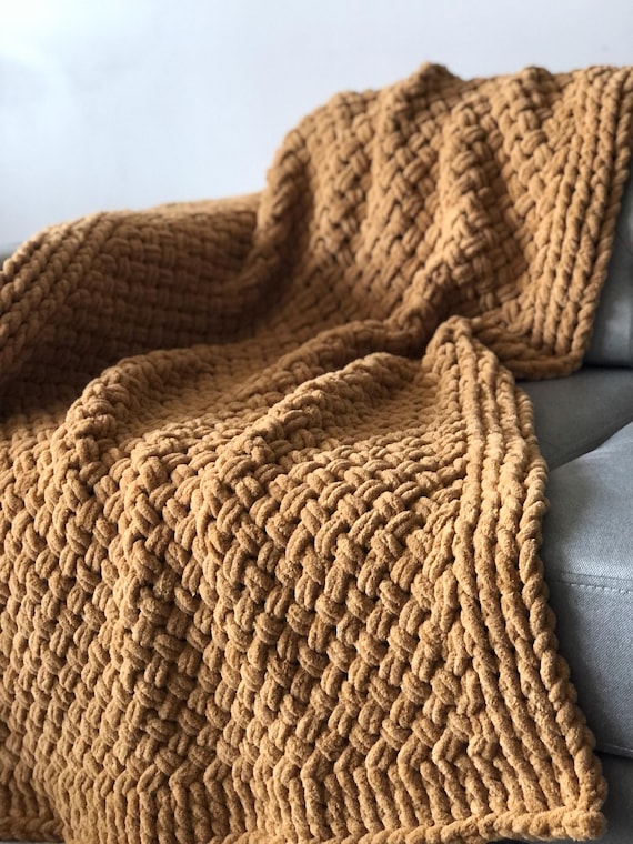 Camel Chunky Knit Blanket, Soft Blanket, Chunky Knit Throw, Arm Knit Blanket, Home Decor Trend, Wedding Birthday Gift