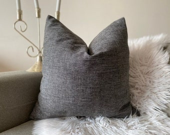 Grey Linen Throw Pillow Covers, Decorative Pillows for Livingroom Couch, Solid Linen Cushion Case Lumbar Pillow, Linen Custom Cushion