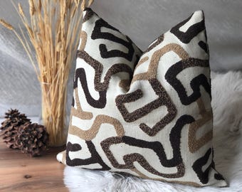Vintage Tapestry Pillow Cover, Brown Neutral Floral Cushion
