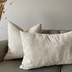White Soft Boucle Pillow Covers, Boucle Throw Pillow for Couch, Boucle Fabric Pillow Case, Decorative Boucle Lumbar Pillow, Sofa Cushion