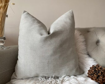 Beige Linen Throw Pillow Covers, Decorative Pillows for Livingroom Couch, Solid Linen Cushion Case Lumbar Pillow, Linen Custom Cushion