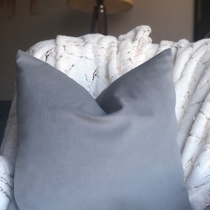 Luxury Gray Velvet Pillow Cover for Sofa, Soft Velvet Cushion, Decorative Custom Accent Pillow Case, Lumbar Throw Pillow