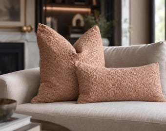 Custom Terracota Boucle Pillow Cover, Lumbar Pillow Boucle Cushion Cover, Extra Soft Pillow, Boho Throw Pillow, Hidden Zipper, All Sizes