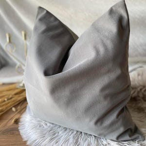 Luxury Gray Velvet Pillow Cover for Sofa, Soft Velvet Cushion, Decorative Custom Accent Pillow Case, Lumbar Throw Pillow
