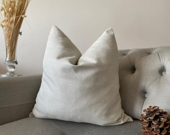 Cream Soft Linen Throw Pillow Covers, Decorative Pillows for Livingroom Couch, Solid Linen Cushion Case Lumbar Pillow, Linen Custom Cushion