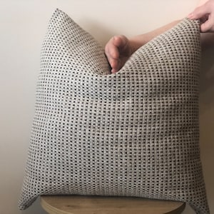 Brown and Beige Woven Linen All Sizes Pillow Cover, Linen Textured Thick Throw Pillow Cover for Couch, Long Lumbar Linen