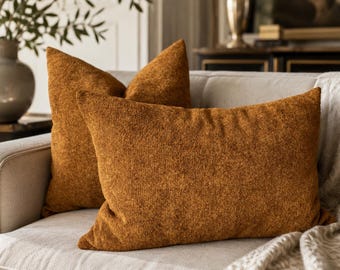 Tobacco Soft Boucle Pillow Covers, Boucle Throw Pillow for Couch, Boucle Fabric Pillow Case, Decorative Boucle Lumbar Pillow, Sofa Cushion