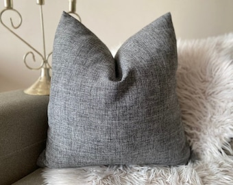 Grey Linen Throw Pillow Covers, Decorative Pillows for Livingroom Couch, Solid Linen Cushion Case Lumbar Pillow, Linen Custom Cushion