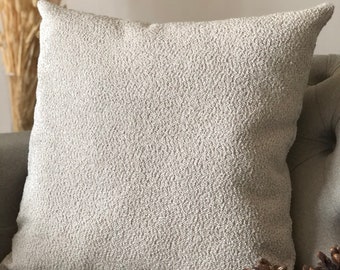 Cream Soft Boucle All Sizes Pillow Cover, Boucle Pillow Cushion, Boucle Throw Pillow, Throw Pillow Cover, Lumbar Pillow