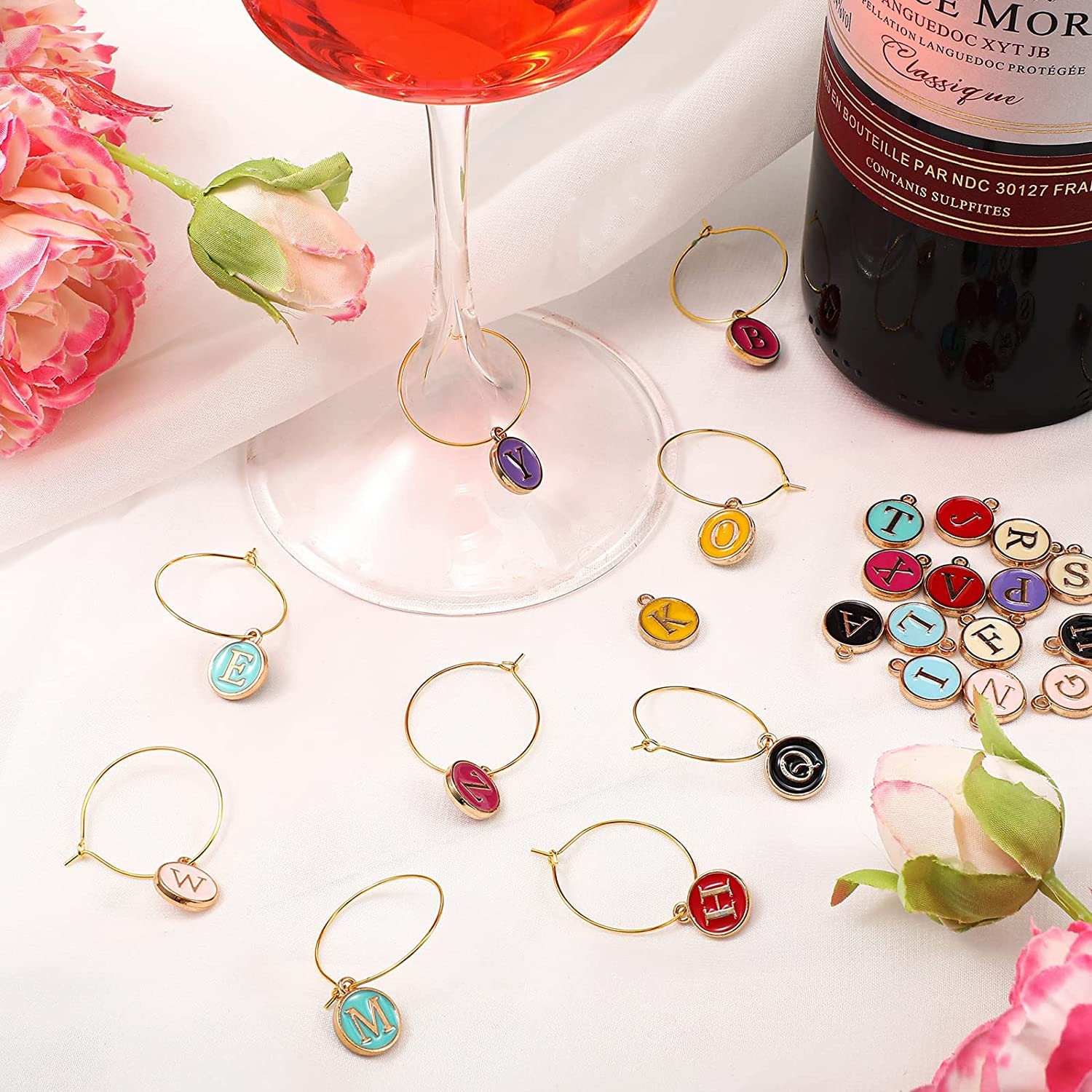 BULK 100 Wine Glass Charm Hoops 20MM/25MM/30MM/35MM Circle Ear Hoop Wine  Charm Rings Earring Hoops Wine Glass Charm Rings 