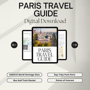 Guía de viaje de París en PDF con mapas interactivos y código QR (descarga digital)