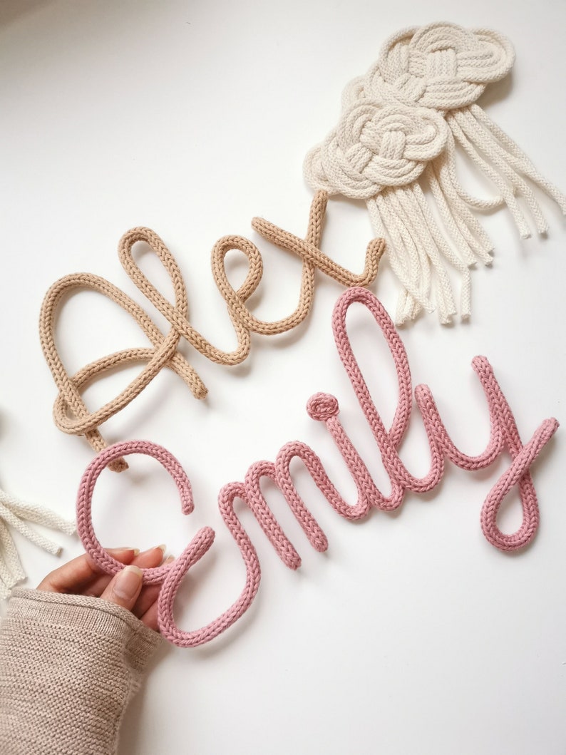 Name plate, lettering made of wool, children's room wall decoration, door sign, lettering name image 1