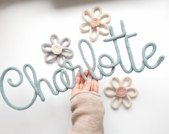 Personalized lettering made of wire and wool, children's room wall decoration, name plate, door sign, lettering name, baby shower