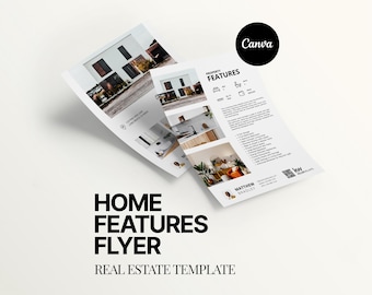 Real Estate Home Features Feature Sheet Flyer Template, House Feature Printable, Real Estate Marketing, Just Listed, Home Features Form