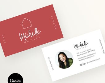 Modern Real Estate Business Card, Editable Canva Realty Business Card Template, Clean Classy Editable Realtor Business Card, Printable