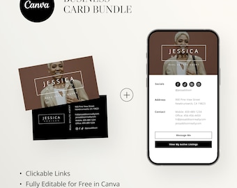 Digital Business Card & Business Card Bundle, Real Estate Marketing, Modern Real Estate Business Card, Entrepreneur, Printable Card