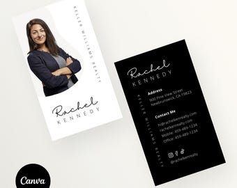 Modern Realtor Canva Business Card, Editable Realty Business Card Template, Clean Chic Editable Real Estate Business Card, Download to Print