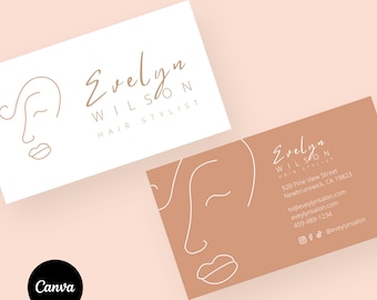 Hairstylist Beautician Canva Business Card, Printable Salon Business Card Template, Modern Elegant Chic Editable Business Card Design