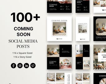 Real Estate Coming Soon Social Media Templates, Real Estate Social Media Posts, Realtor Facebook Instagram Coming Soon Posts and Stories