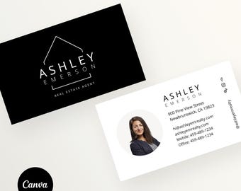 Real Estate Canva Business Card Template, Clean and Modern Realty Business Card, Clean Classy Editable Realtor Business Card, DIY Printable