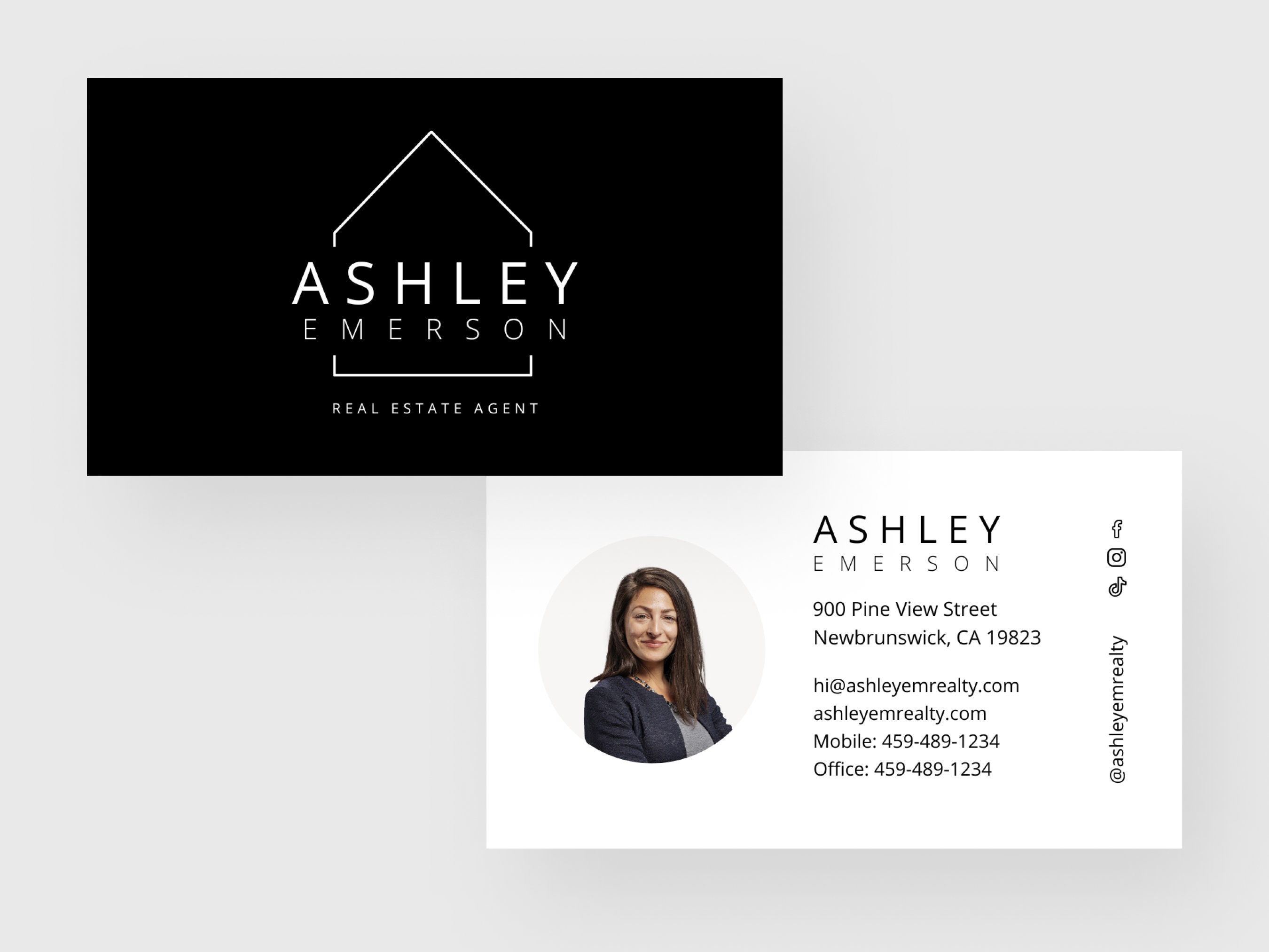 Real Estate Canva Business Card Template, Clean and Modern Realty ...