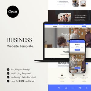 Business Website Template, Modern Business Website, Social Media Manager Landing Page, Entrepreneur Coach Canva Website, Portfolio Template