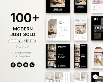 116 Just Sold Modern Real Estate Templates, Real Estate Social Media Posts, Facebook and Instagram Just Sold Posts, Instagram Stories
